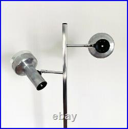 Vintage 60s Brushed Aluminium Chrome Two Way Space Age Floor Lamp