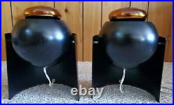 Vintage Black Sonneman Mid Century Modern Eye Ball Table Lamps Spot Light Retro