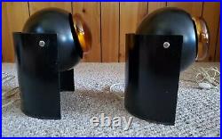 Vintage Black Sonneman Mid Century Modern Eye Ball Table Lamps Spot Light Retro