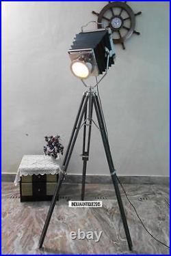 Vintage Camera Style Chrome Search Light Grey Color Tripod Spot Light Lamp