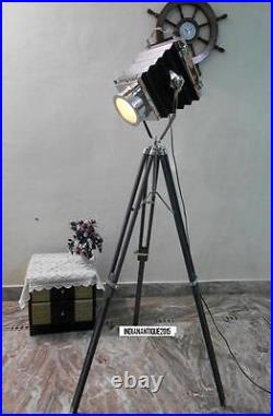 Vintage Camera Style Chrome Search Light Grey Color Tripod Spot Light Lamp