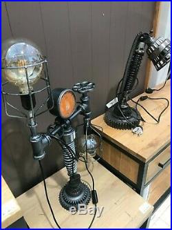 Vintage Cogged Chain Gauge Industrial Up-Cycled Table Desk Top Lamp Steampunk