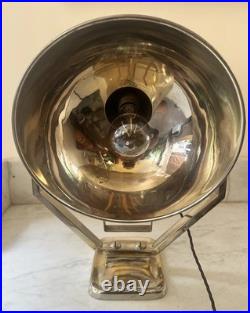 Vintage Industrial Brass & Chrome Spotlight Desk Lamp / Searchlight Style