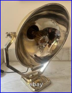 Vintage Industrial Brass & Chrome Spotlight Desk Lamp / Searchlight Style