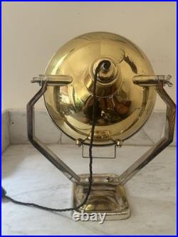 Vintage Industrial Brass & Chrome Spotlight Desk Lamp / Searchlight Style
