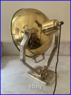 Vintage Industrial Brass & Chrome Spotlight Desk Lamp / Searchlight Style Vintage Industrial Brass & Chrome Spotlight Desk Lamp / Searchlight Style