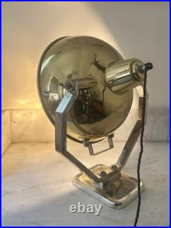 Vintage Industrial Brass & Chrome Spotlight Desk Lamp / Searchlight Style Vintage Industrial Brass & Chrome Spotlight Desk Lamp / Searchlight Style