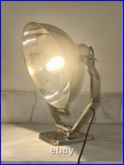 Vintage Industrial Brass & Chrome Spotlight Desk Lamp / Searchlight Style