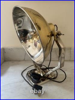 Vintage Industrial Brass & Chrome Spotlight Desk Lamp / Searchlight Style Vintage Industrial Brass & Chrome Spotlight Desk Lamp / Searchlight Style