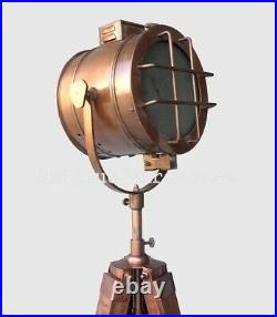 Vintage Industrial Modern Copper Antique Spot Light Nautical Tripod Floor Lamp