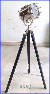 Vintage Industrial Spot Light With Black Tripod Stand Modern Searchlight