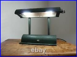 Vintage Industrial Work Bankers Bench/Desk Lamp with Wrinkle Paint Art Deco