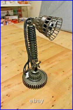 Vintage Iron Cog Spring Industrial Up-Cycled Table Desk Top Lamp Steampunk Light