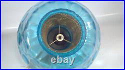 Vintage MCM Coin Spot Dot Blue Glass Lamp Swag Light With Diffuser 12 x 10
