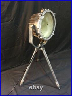 Vintage Marine Searchlight Spotlight Tripod Floor Lamp by Phoenix Products Milwa