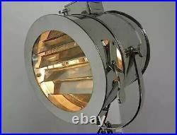 Vintage Nautical Chrome Searchlight Tripod Floor Lamp Spot Light Home Decor