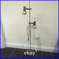 Vintage Retro Floor Lamp Twin /Double Head /Spotlight Adjustable Brown & Gold