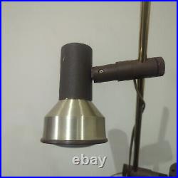 Vintage Retro Floor Lamp Twin /Double Head /Spotlight Adjustable Brown & Gold