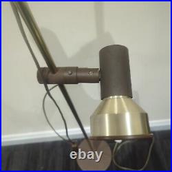 Vintage Retro Floor Lamp Twin /Double Head /Spotlight Adjustable Brown & Gold