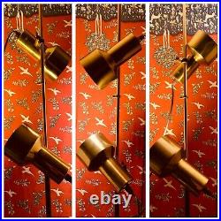 Vintage Retro Floor Lamp Twin Spotlight Gold Brass Brown Maclamp Adjustable