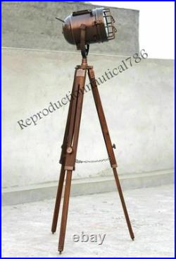 Vintage Retro Marine Tripod Spotlight Searchlight Floor Lamp Nautical Flo X-MAS
