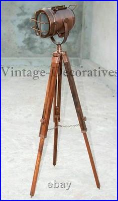 Vintage Retro Marine Tripod Spotlight Searchlight Floor Lamp Nautical Flo X-MAS