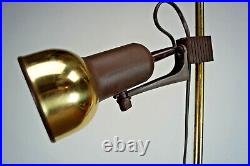 Vintage Stehlampe Leselampe Spot Leuchte Lampe 2flg. Strahler braun 70er Messing