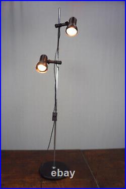 Vintage Stehlampe Leselampe Spot Leuchte Lampe 2flg Strahler schwarz Metall 70er