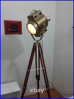 Vintage Studio Theater Spot Light Designer Antique Tripod Search Light Spot Lamp