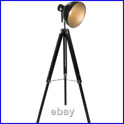 Vintage Studio Tripod Floor Lamp Nautical Spotlight Light Home Office Black Grey