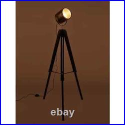 Vintage Style Tripod Floor Lamp-H 138cm-Stylish Brown Wood and Brass Spotlight