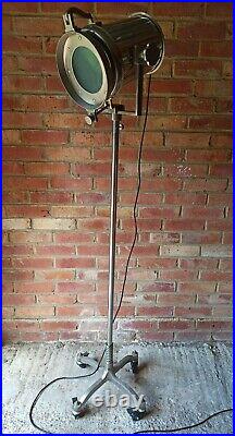 Vintage Theatre Film Spot Light Large Adjustabl Industrial Floor Lamp on Castors
