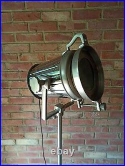 Vintage Theatre Film Spot Light Large Adjustabl Industrial Floor Lamp on Castors