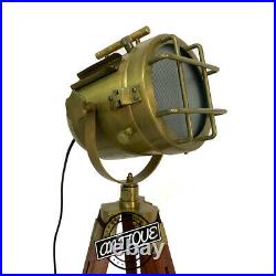 Vintage Tripod Floor Lamp Standard Searchlight Marine Spotlight Retro 360 Degree