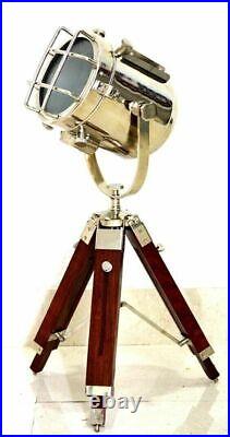 Vintage Tripod Lighting table & Floor Lamp Theater Spot Light With Wooden GIFTS
