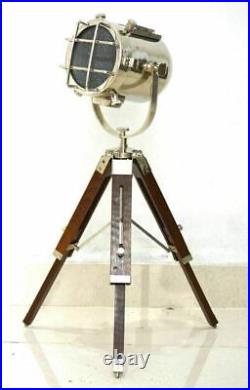Vintage Tripod Lighting table & Floor Lamp Theater Spot Light With Wooden GIFTS