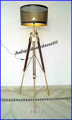 Vintage floor shade lamp tripod stand home decor nautical lighting Christmas