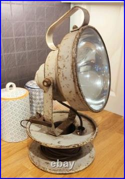 Vintage industrial portable search spot lamp mid century ex military RAF Navy
