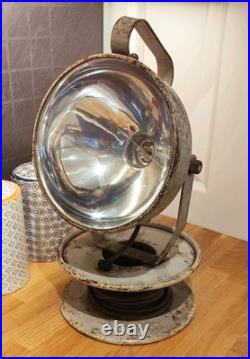 Vintage industrial portable search spot lamp mid century ex military RAF Navy
