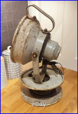 Vintage industrial portable search spot lamp mid century ex military RAF Navy