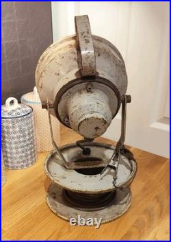 Vintage industrial portable search spot lamp mid century ex military RAF Navy