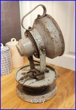 Vintage industrial portable search spot lamp mid century ex military RAF Navy
