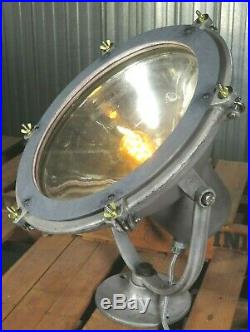 Vtg 1920s 20 CAST METAL SPOT LIGHT industrial maritime mercury glass lamp