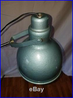 Vtg 1940's-50's Bretford Blue Industrial Tri-pod Mechanical Spot Light Lamp