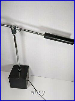 Vtg 1960's Mid Century Modern Eye Ball Table Lamp Spot Light Black Chrome Color