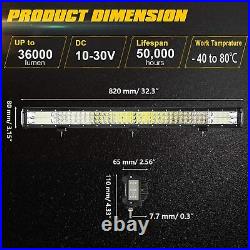Willpower Tri Row 7D LED Light Bar 32 inch LED Bars Flood Spotlight Fog Lamp-New