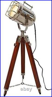 Wood Tripod Stand Floor Lamp Spotlight Studio Searchlight Decorative for Home