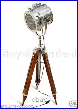 Wooden Tripod Floor Lamp Royal Nautical Spotlight Searchlight LED Lighting