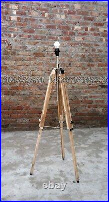 Wooden Tripod Stand Modern Nautical Floor Lamp Adjustable Tripod Decor