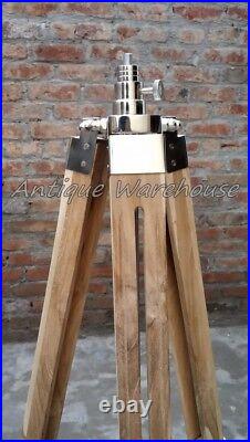 Wooden Tripod Stand Modern Nautical Floor Lamp Adjustable Tripod Decor